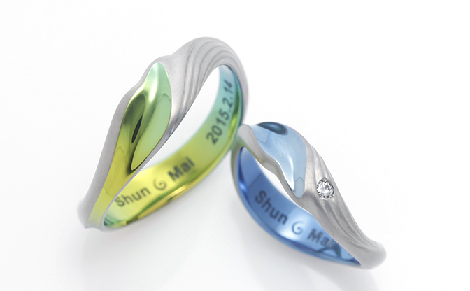 SORA(ソラ)の融合デザイン結婚指輪、クジラ（オリジナル）