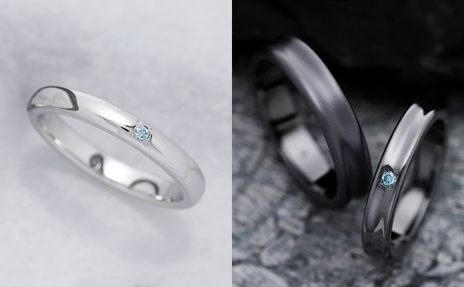アイスブルーダイヤモンドの結婚指輪
