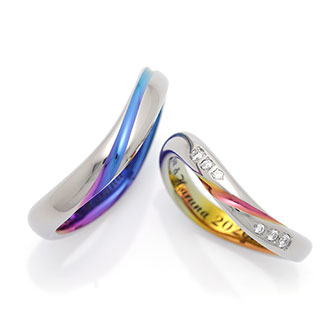 結婚指輪の素材違い・幅違いのデザイン例