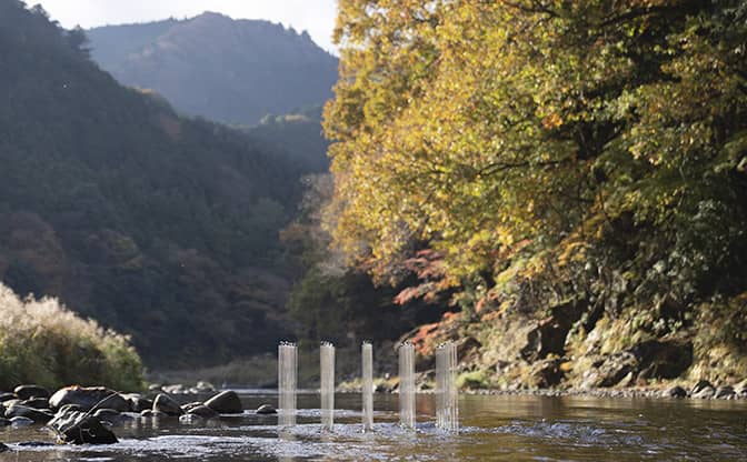 奥多摩紅葉とリングタワー