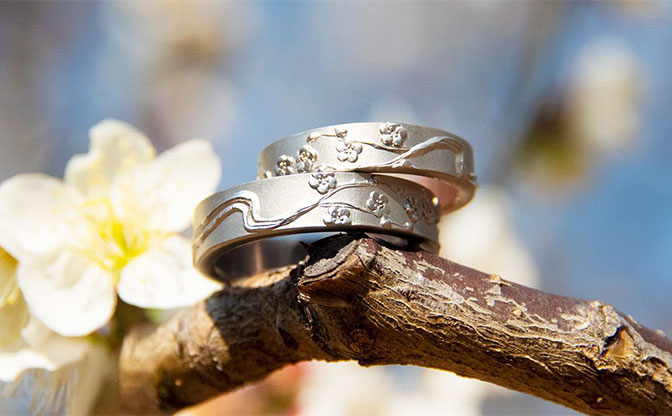 一枝梅花|オーダーメイドの結婚指輪SORA